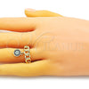 Anillo Multi Piedra 01.341.0092 Oro Laminado, Diseño de Ojo Griego y Cubana, con Zafiro Azul and Turquoise Micro Pave, Pulido, Tono Dorado (One size fits all)