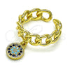 Anillo Multi Piedra 01.341.0092 Oro Laminado, Diseño de Ojo Griego y Cubana, con Zafiro Azul and Turquoise Micro Pave, Pulido, Tono Dorado (One size fits all)