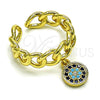 Anillo Multi Piedra 01.341.0092 Oro Laminado, Diseño de Ojo Griego y Cubana, con Zafiro Azul and Turquoise Micro Pave, Pulido, Tono Dorado (One size fits all)
