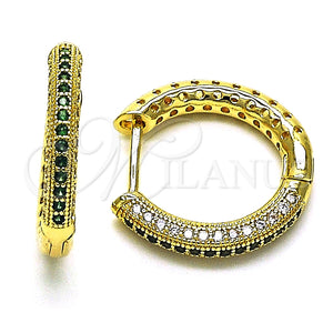 Argolla Huggie 02.264.0006.10.20 Oro Laminado, con Verde and Blanca Micro Pave, Pulido, Tono Dorado