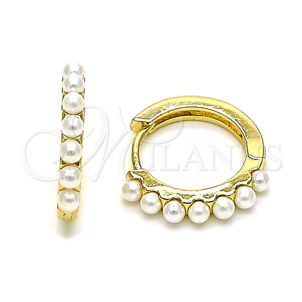 Argolla Huggie 02.213.0442.15 Oro Laminado, con Marfil Perla, Pulido, Tono Dorado