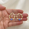 Argolla Pequeña 02.213.0443.1.25 Oro Laminado, Diseño de Corazón y Ojo Griego, Esmaltado Azul, Tono Dorado