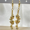 Arete Largo 02.316.0079.1 Oro Laminado, Diseño de Elefante y Box, con Blanca and Negro Micro Pave, Pulido, Tono Dorado