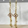 Arete Largo 02.316.0088.1 Oro Laminado, Diseño de Llave y Box, con Multicolor Micro Pave and Blanca Zirconia Cubica, Pulido, Tono Dorado