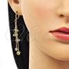 Arete Largo 02.316.0090 Oro Laminado, Diseño de Mariposa y Box, con Rubi Micro Pave and Blanca Zirconia Cubica, Pulido, Tono Dorado