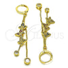 Arete Largo 02.316.0090.1 Oro Laminado, Diseño de Mariposa y Box, con Multicolor Micro Pave and Blanca Zirconia Cubica, Pulido, Tono Dorado