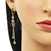 Arete Largo 02.316.0093.1 Oro Laminado, Diseño de Búho y Rolo, con Multicolor Zirconia Cubica, Pulido, Tono Dorado