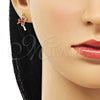 Arete Dormilona 02.345.0020.2 Oro Laminado, con Granate Zirconia Cubica and Negro Micro Pave, Pulido, Tono Dorado