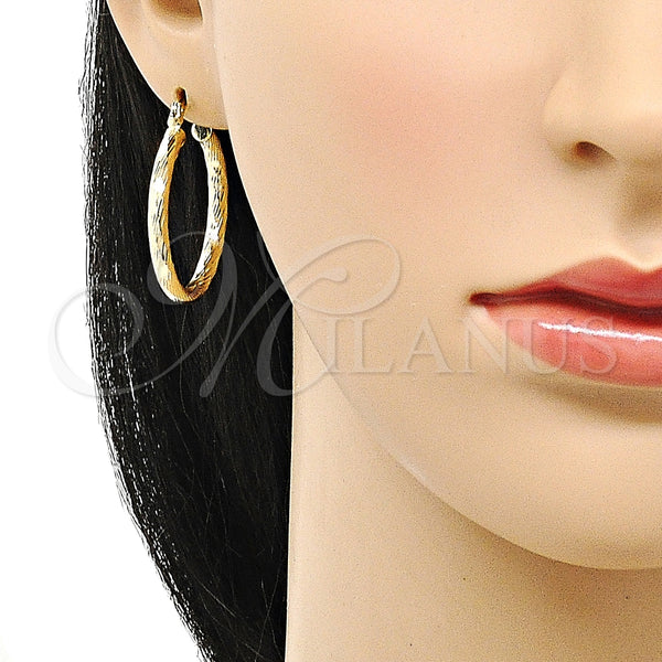 Argolla Mediana 02.213.0254.1.30 Oro Laminado, Diseño de Hueco, Diamantado, Tono Dorado