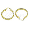 Argolla Mediana 02.213.0254.1.30 Oro Laminado, Diseño de Hueco, Diamantado, Tono Dorado