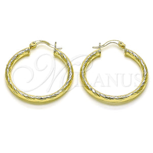 Argolla Mediana 02.213.0254.1.30 Oro Laminado, Diseño de Hueco, Diamantado, Tono Dorado