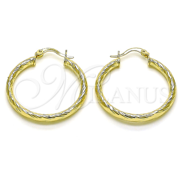 Argolla Mediana 02.213.0254.1.30 Oro Laminado, Diseño de Hueco, Diamantado, Tono Dorado