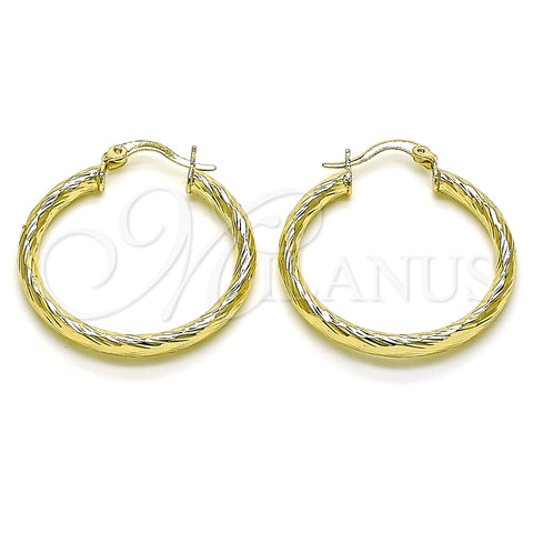 Argolla Mediana 02.213.0254.1.30 Oro Laminado, Diseño de Hueco, Diamantado, Tono Dorado