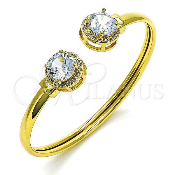 Aro Individual 07.381.0001 Oro Laminado, con Blanca Zirconia Cubica and Blanca Micro Pave, Pulido, Tono Dorado (05 MM Thickness, One size fits all)