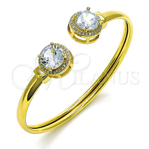 Aro Individual 07.381.0001 Oro Laminado, con Blanca Zirconia Cubica and Blanca Micro Pave, Pulido, Tono Dorado (05 MM Thickness, One size fits all)