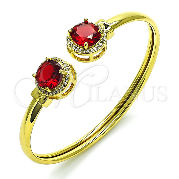 Aro Individual 07.381.0001.1 Oro Laminado, con Granate Zirconia Cubica and Blanca Micro Pave, Pulido, Tono Dorado (05 MM Thickness, One size fits all)
