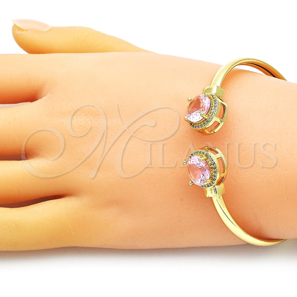 Aro Individual 07.381.0001.2 Oro Laminado, con Rosado Zirconia Cubica and Blanca Micro Pave, Pulido, Tono Dorado (05 MM Thickness, One size fits all)