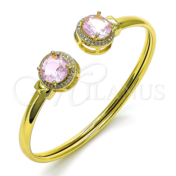 Aro Individual 07.381.0001.2 Oro Laminado, con Rosado Zirconia Cubica and Blanca Micro Pave, Pulido, Tono Dorado (05 MM Thickness, One size fits all)