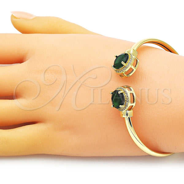 Aro Individual 07.381.0001.3 Oro Laminado, con Verde Zirconia Cubica and Blanca Micro Pave, Pulido, Tono Dorado (05 MM Thickness, One size fits all)