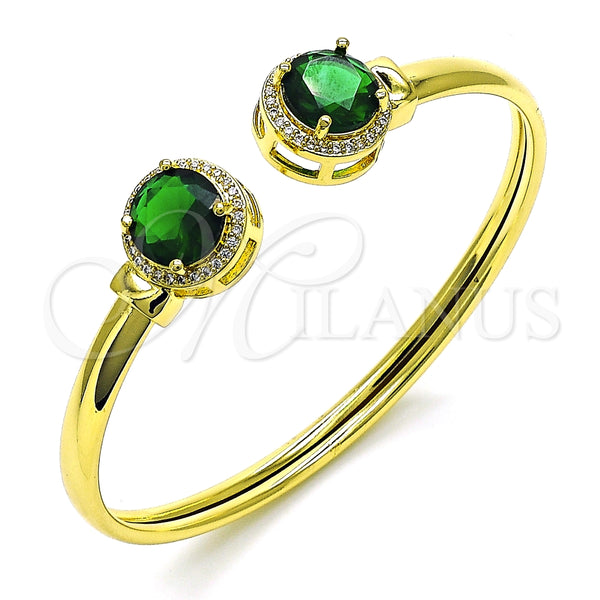 Aro Individual 07.381.0001.3 Oro Laminado, con Verde Zirconia Cubica and Blanca Micro Pave, Pulido, Tono Dorado (05 MM Thickness, One size fits all)