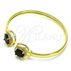 Aro Individual 07.381.0001.5 Oro Laminado, con Negro Zirconia Cubica and Blanca Micro Pave, Pulido, Tono Dorado (05 MM Thickness, One size fits all)