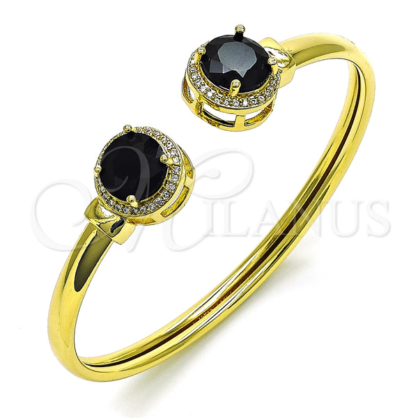 Aro Individual 07.381.0001.5 Oro Laminado, con Negro Zirconia Cubica and Blanca Micro Pave, Pulido, Tono Dorado (05 MM Thickness, One size fits all)