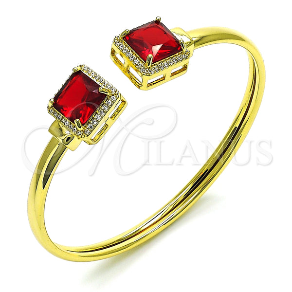 Aro Individual 07.381.0002.1 Oro Laminado, con Granate Zirconia Cubica and Blanca Micro Pave, Pulido, Tono Dorado (05 MM Thickness, One size fits all)