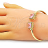 Aro Individual 07.381.0002.2 Oro Laminado, con Rosado Zirconia Cubica and Blanca Micro Pave, Pulido, Tono Dorado (05 MM Thickness, One size fits all)