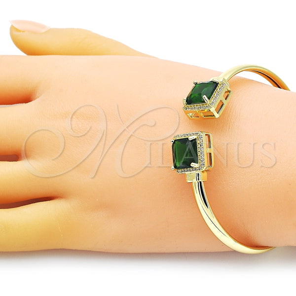 Aro Individual 07.381.0002.3 Oro Laminado, con Verde Zirconia Cubica and Blanca Micro Pave, Pulido, Tono Dorado (05 MM Thickness, One size fits all)