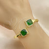 Aro Individual 07.381.0002.3 Oro Laminado, con Verde Zirconia Cubica and Blanca Micro Pave, Pulido, Tono Dorado (05 MM Thickness, One size fits all)