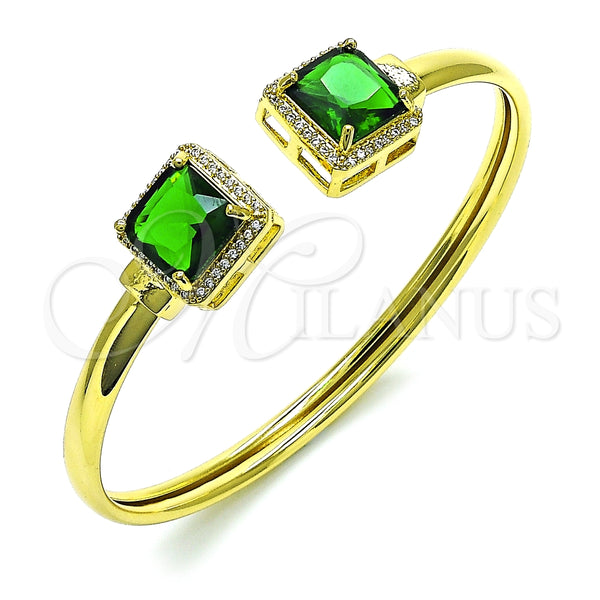 Aro Individual 07.381.0002.3 Oro Laminado, con Verde Zirconia Cubica and Blanca Micro Pave, Pulido, Tono Dorado (05 MM Thickness, One size fits all)
