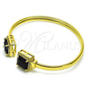 Aro Individual 07.381.0002.5 Oro Laminado, con Negro Zirconia Cubica and Blanca Micro Pave, Pulido, Tono Dorado (05 MM Thickness, One size fits all)