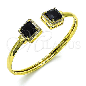 Aro Individual 07.381.0002.5 Oro Laminado, con Negro Zirconia Cubica and Blanca Micro Pave, Pulido, Tono Dorado (05 MM Thickness, One size fits all)