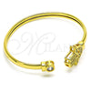 Aro Individual 07.381.0008 Oro Laminado, Diseño de Mano de Dios, con Blanca and Negro Micro Pave, Pulido, Tono Dorado (05 MM Thickness, One size fits all)