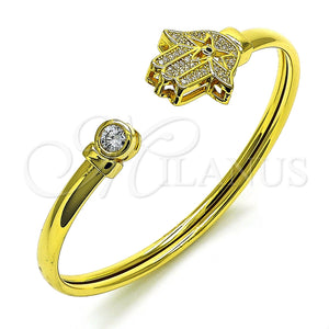 Aro Individual 07.381.0008 Oro Laminado, Diseño de Mano de Dios, con Blanca and Negro Micro Pave, Pulido, Tono Dorado (05 MM Thickness, One size fits all)