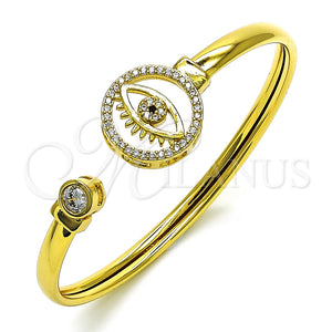 Aro Individual 07.381.0010 Oro Laminado, Diseño de Ojo Griego, con Blanca and Negro Micro Pave, Pulido, Tono Dorado (05 MM Thickness, One size fits all)