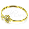 Aro Individual 07.381.0012 Oro Laminado, Diseño de Ojo Griego, con Blanca and Negro Micro Pave, Pulido, Tono Dorado (05 MM Thickness, One size fits all)