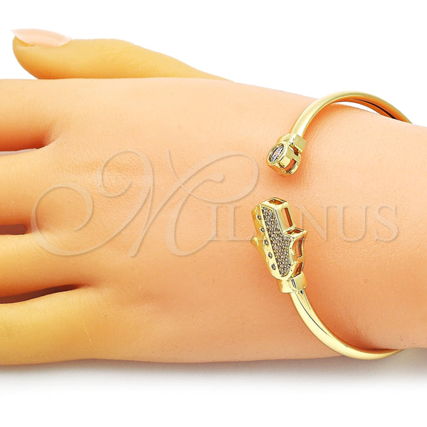 Aro Individual 07.381.0017 Oro Laminado, Diseño de Mano de Dios, con Blanca Micro Pave and Blanca Zirconia Cubica, Pulido, Tono Dorado (05 MM Thickness, One size fits all)