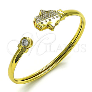Aro Individual 07.381.0017 Oro Laminado, Diseño de Mano de Dios, con Blanca Micro Pave and Blanca Zirconia Cubica, Pulido, Tono Dorado (05 MM Thickness, One size fits all)
