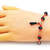 Pulsera Elegante 03.383.0031.07 Oro Laminado, Diseño de Mano de Figa, con Jet and Rojo Naranja Cristal, Pulido, Tono Dorado (08 MM Thickness, 7 Inches Length)