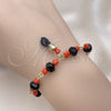 Pulsera Elegante 03.383.0031.07 Oro Laminado, Diseño de Mano de Figa, con Jet and Rojo Naranja Cristal, Pulido, Tono Dorado (08 MM Thickness, 7 Inches Length)
