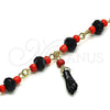 Pulsera Elegante 03.383.0031.07 Oro Laminado, Diseño de Mano de Figa, con Jet and Rojo Naranja Cristal, Pulido, Tono Dorado (08 MM Thickness, 7 Inches Length)