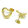 Arete Dormilona 02.379.0015 Oro Laminado, Diseño de Corazón, con Marfil Perla, Pulido, Tono Dorado