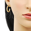 Arete Dormilona 02.379.0016 Oro Laminado, Diseño de Torcido, con Marfil Perla, Pulido, Tono Dorado