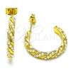 Arete Dormilona 02.379.0016 Oro Laminado, Diseño de Torcido, con Marfil Perla, Pulido, Tono Dorado
