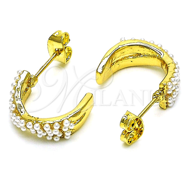 Arete Dormilona 02.379.0017 Oro Laminado, con Marfil Perla, Pulido, Tono Dorado