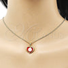 Juego de Arete y Dije de Adulto 10.379.0048.2 Oro Laminado, Diseño de Corazón, con Marfil Perla, Esmaltado Rojo, Tono Dorado