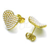 Arete Dormilona 02.379.0021 Oro Laminado, Diseño de Corazón, con Marfil Perla, Pulido, Tono Dorado