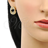 Arete Dormilona 02.379.0022 Oro Laminado, con Marfil Perla, Pulido, Tono Dorado