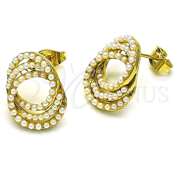 Arete Dormilona 02.379.0022 Oro Laminado, con Marfil Perla, Pulido, Tono Dorado